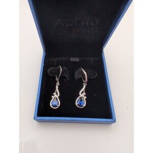 Aprila Women's 925 Sterling Silver Infinity Sapphire Color Earrings